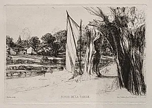 Thames Ditton - With a Sail by Francis Seymour Haden (British, 1818–1910)