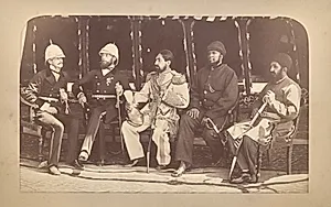 The Amir Yakub Khan, General Daod Shah, Habeebula Moustafi, Major Cavagnari, Mr. Jenkyns by John Burke (Irish, 1845–1915)
