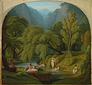 The Bathers, Souvenir of the Banks of the Anio River at Tivoli by Théodore Caruelle d' Aligny (French, 1798–1871)