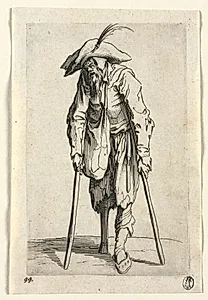 The Beggars: Beggar with Wooden Leg  by Jacques Callot (French, 1592–1635)
