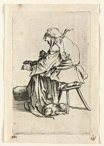 The Beggars: Old Woman and Cats  by Jacques Callot (French, 1592–1635)