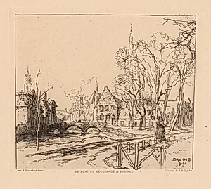 The Béguinage Bridge in Bruges (La Pont du Beguinage à Bruges) by Auguste Louis Lepère (French, 1849–1918)