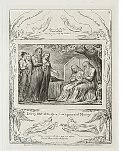 The Book of Job:  Pl. 19, Every one also gave him a piece of money by William Blake (British, 1757–1827)