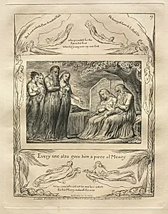The Book of Job:  Pl. 19, Every one also gave him a piece of Money by William Blake (British, 1757–1827)