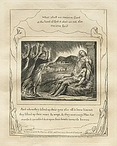 The Book of Job:  Pl. 7, And when they lifted up their eyes afar off and knew him not / they lifted up their voices and wept by William Blake (British, 1757–1827)