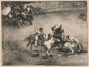 The Bulls of Bordeaux:  Picador Caught by a Bull by Francisco de Goya (Spanish, 1746–1828)