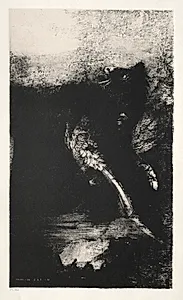 The Chimera with Green Eyes Turns, Bays by Odilon Redon (French, 1840–1916)
