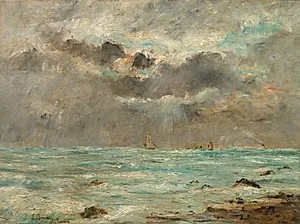 The Coast at Trouville by Eugène Boudin (French, 1824–1898)