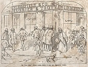 The "Cold Term," Boston - Scene, Corner Milk and Washington Streets by Winslow Homer (American, 1836–1910)
