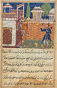The deceitful wife returns to her terrace after caressing her lover, from a Tuti-nama (Tales of a Parrot): Eighth Night by Shravana (Indian, active 1550s–c.1600)