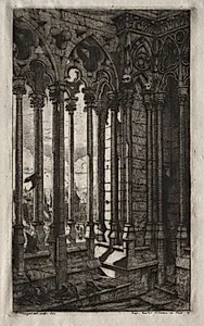 The Etchings of Paris:  The Gallery of Notre Dame by Charles Meryon (French, 1821–1868)