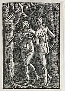 The Fall and Redemption of Man:  Adam and Eve Eating the Forbidden Fruit by Albrecht Altdorfer (German, c. 1480–1538)