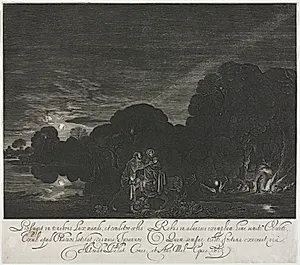 The Flight into Egypt (Night) by Hendrik Goudt (Dutch, 1585–1630)