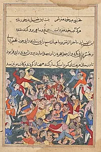 The forty wives and their secret paramours being punished by stoning to death, from a Tuti-nama (Tales of a Parrot): Twenty-third Night by Unknown Artist