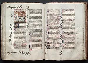 The Gotha Missal:  Fol. 122v, The Birth of the Virgin by Master of the Boqueteaux (French)