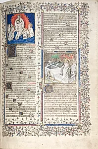 The Gotha Missal:  Fol. 1r, Trinity and Resurrection  by Master of the Boqueteaux (French)