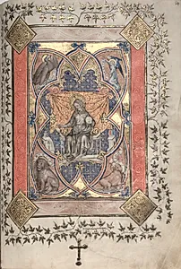 The Gotha Missal:  Fol. 64r, Christ in Majesty by Master of the Boqueteaux (French)