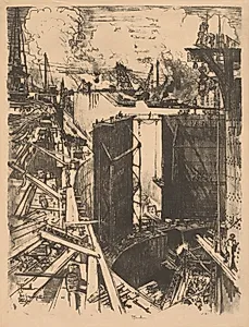 The Guard-Gate, Gatun Lock, Panama by Joseph Pennell (American, 1857–1926)