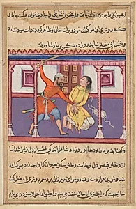 The guard spares the life of the slave when he learns that he is the son of the princess of the Rum, from a Tuti-nama (Tales of a Parrot): Fiftieth Night by Unknown Artist