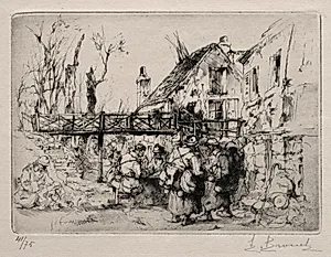 The Halt at the Village by Auguste Brouet (French, 1872–1941)
