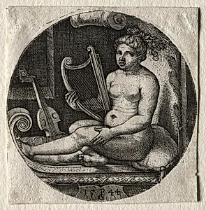 The harpist by Georg Pencz (German, c. 1500–1550)
