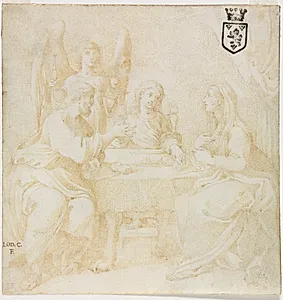 The Holy Family at Table Served by an Angel