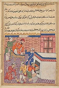 The king’s emissary being provided with gifts for his mission to Rum in order to seek the hand of the emperor’s daughter in marriage, from a Tuti-nama (Tales of a Parrot): Fiftieth Night by Unknown Artist