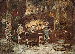 The Kitchen of the Rôtisserie des Deux Paons by Adolphe Monticelli (French, 1824–1886)