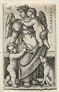 The Knowledge of God and the Seven Cardinal Virtues:  Charity - Charitas by Hans Sebald Beham (German, 1500–1550)