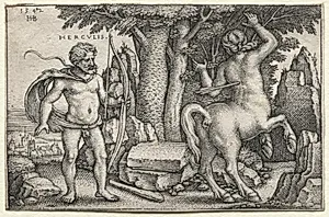 The Labors of Hercules: Hercules and Nessus by Hans Sebald Beham (German, 1500–1550)