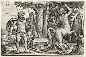 The Labors of Hercules: Hercules and Nessus by Hans Sebald Beham (German, 1500–1550)