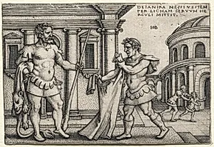 The Labors of Hercules: Hercules Receiving the Garment Steeped in Nessus's Blood by Hans Sebald Beham (German, 1500–1550)