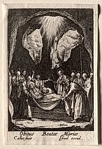 The Life of the Virgin:  The Entombment of the Virgin by Jacques Callot (French, 1592–1635)
