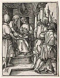 The Little Passion: Pilate Washing his Hands by Albrecht Dürer (German, 1471–1528)
