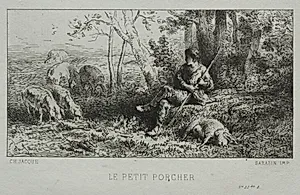The Little Pig Herd by Charles-Émile Jacque (French, 1813–1894)