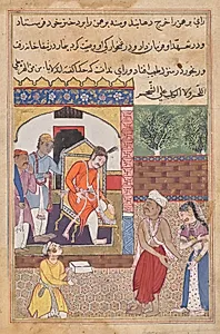 The magician, disguised as a Brahman, visits the king of Babylon, from a Tuti-nama (Tales of a Parrot): Thirty-fifth Night by Unknown Artist