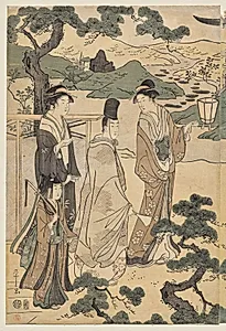 The Matsukaze Chapter of the Tale of Genji (from the series The Tale of Genji in Elegant Modern Dress) by Chōbunsai Eishi (Japanese, 1756–1829)