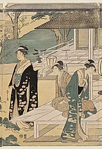 The Matsukaze Chapter of the Tale of Genji (from the series The Tale of Genji in Elegant Modern Dress) by Chōbunsai Eishi (Japanese, 1756–1829)