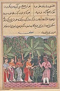 The merchant’s daughter meets the gardener, from a Tuti-nama (Tales of a Parrot): Twelfth Night by Unknown Artist