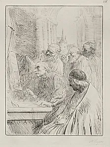 The Monks in Church by Alphonse Legros (French, 1837–1911)