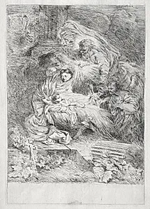 The Nativity with God the Father and the Holy Spirit by Giovanni Benedetto Castiglione (Italian, 1609–1664)