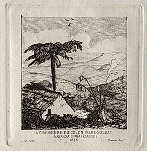 The Old-soldier Settler's Hut at Akaroa, 1845 by Charles Meryon (French, 1821–1868)