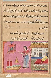 The Parrot Addresses Khujasta at the Beginning of the Twentieth Night, from a Tuti-nama (Tales of a Parrot) by Unknown Artist