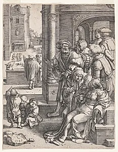 The Poet Virgil Suspended in a Basket by Lucas van Leyden (Dutch, 1494–1533)
