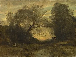 The Pond at the Entrance of the Woods by Jean Baptiste Camille Corot (French, 1796–1875)