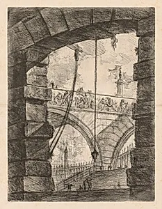 The Prisons:  A Lofty Arch with a Frieze by Giovanni Battista Piranesi (Italian, 1720–1778)