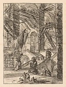 The Prisons:  A Vast Interior with Trophies by Giovanni Battista Piranesi (Italian, 1720–1778)