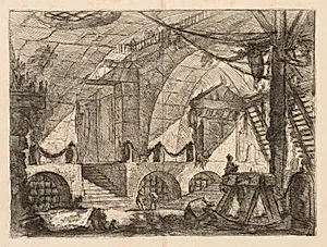 The Prisons:  An Arched Chamber with Posts and Chains by Giovanni Battista Piranesi (Italian, 1720–1778)