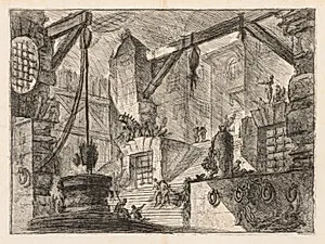 The Prisons:  Colonnaded Interior with a Broad Stair by Giovanni Battista Piranesi (Italian, 1720–1778)