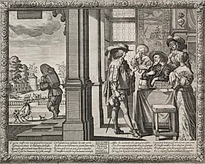 The Prodigal Son:  The Prodigal Bidding His Parents Farewell by Abraham Bosse (French, 1602–1676)